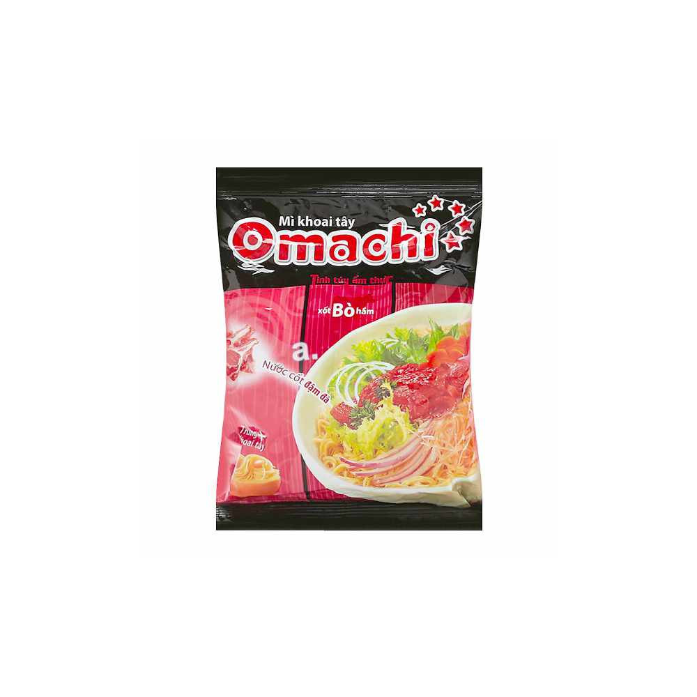 Omachi instantní bramborové nudle hovězí 80g Omachi instantní bramborové nudle hovězí 80g