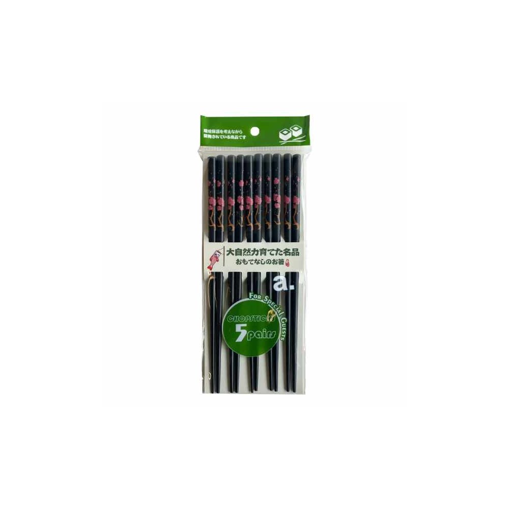 Black chopsticks Sakura 5 pairs